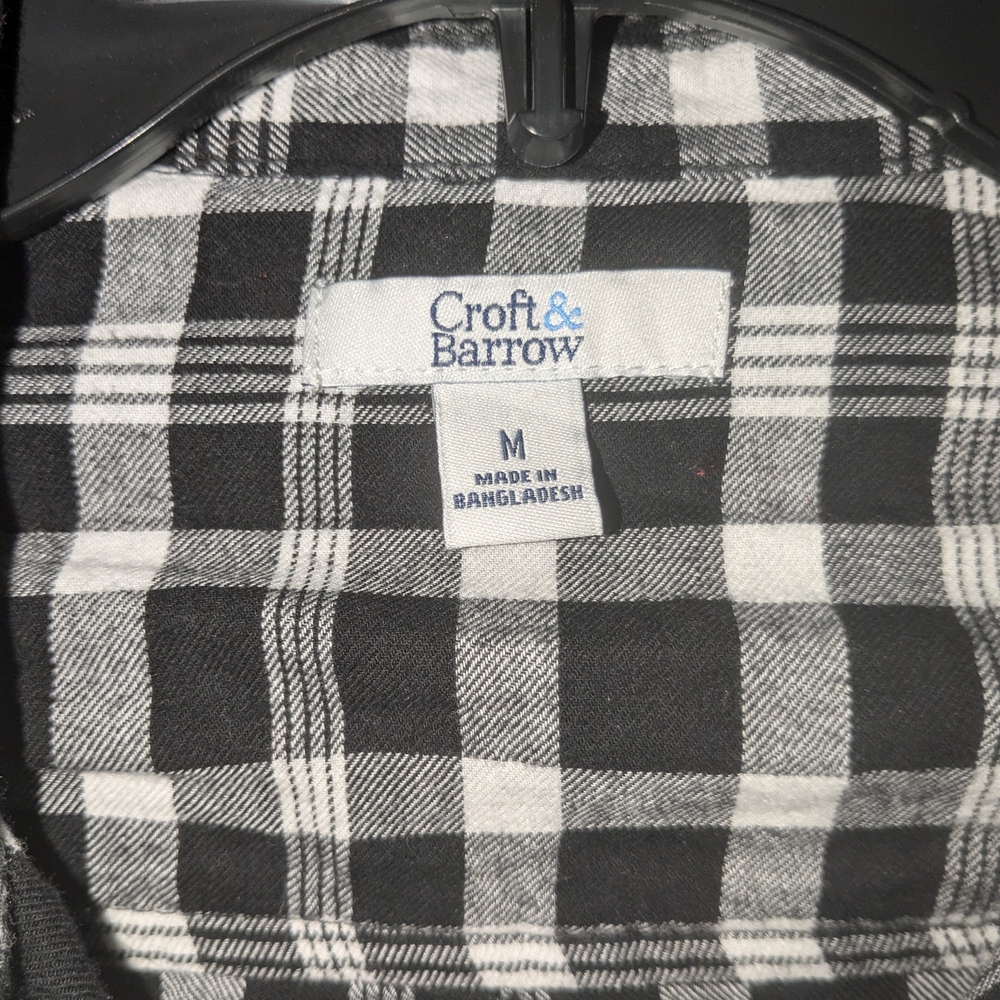 Croft & Barrow Black and White Plaid Button Down Shirt